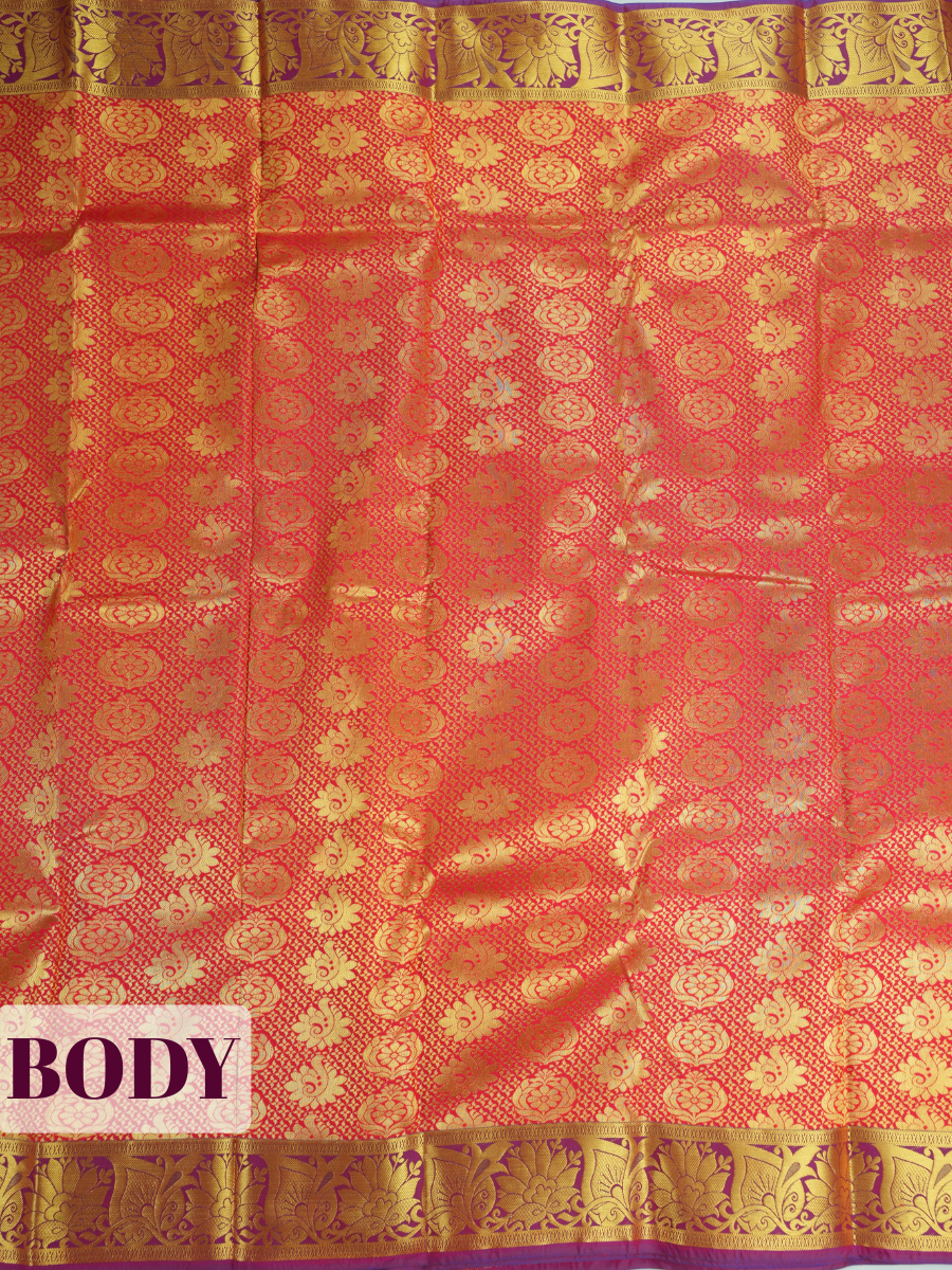 Red Tissue Brocade Semi Silk Saree