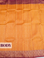 Yellow Kanchipuram Saree with Maroon Contrast Feather Motif Border