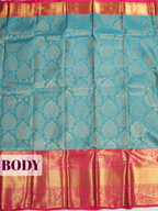 Blue Kanchivaram Saree with Floral Brocade Border