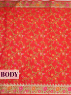 Red Banarasi Silk Saree with Multicolour Floral Jaal