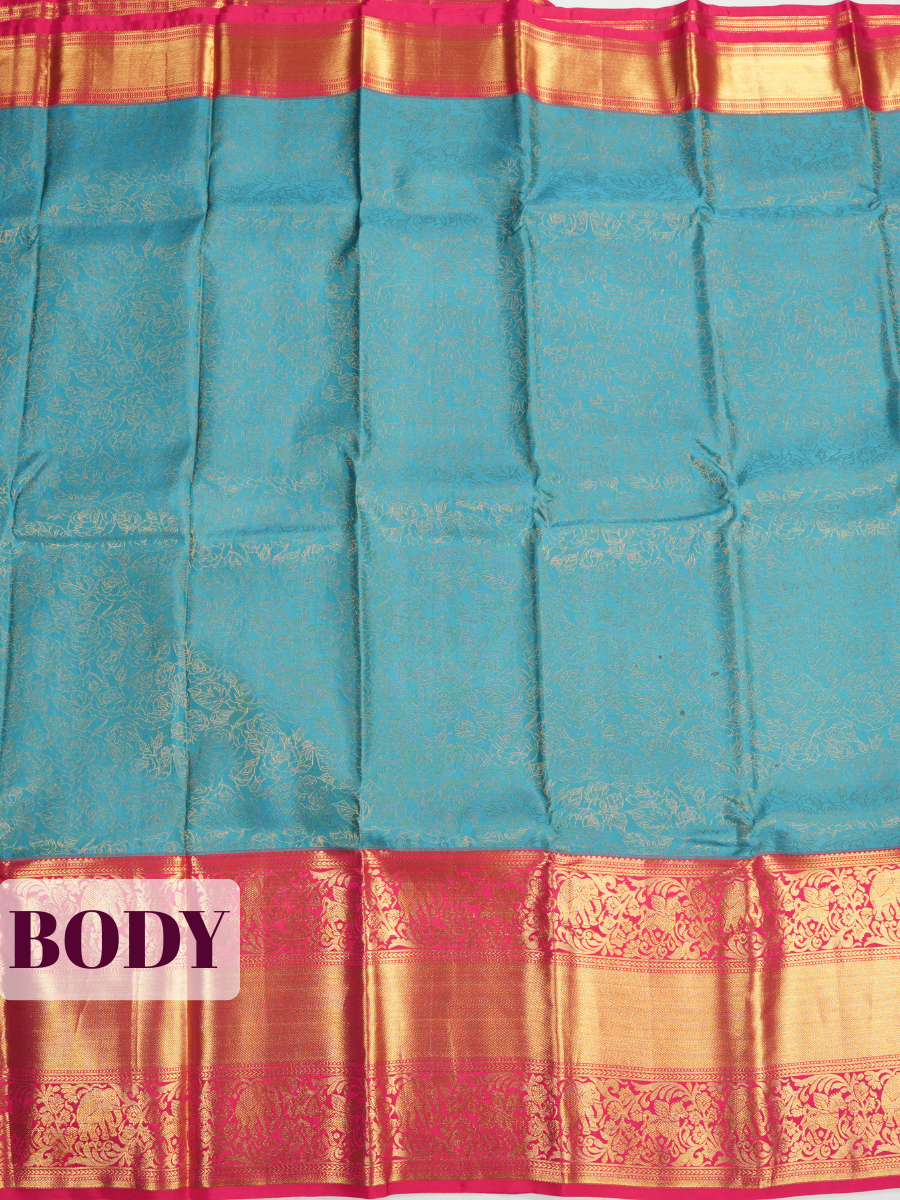 Blue Kanchivaram Saree with Classic Bird Motif Border