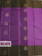 Purple Pure Kanchipuram Saree with Broad Floral Leaf Zari Border