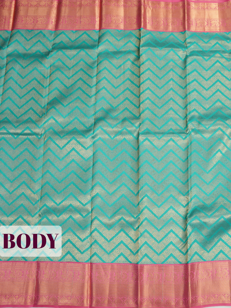 Blue Kanchivaram Saree with Classic Bird Zari Border