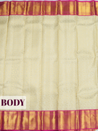 White Pure Kanchivaram Bridal Silk Saree with Floral Zari Jaal