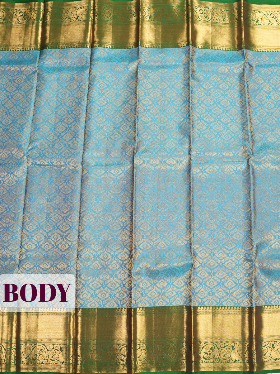 Blue Kanchivaram Saree with Ornate Peacock Border