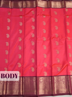 Red Pure Kanchipuram Saree with Floral Paisley Diamond Lattice Zari Border