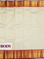 White Pure Kanchivaram Bridal Silk Saree with Traditional Zari Brocade