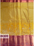 Yellow Tissue Brocade Semi Silk Saree