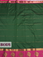Green Bangalore Semi Silk Saree with Paisley Motif Zari Border