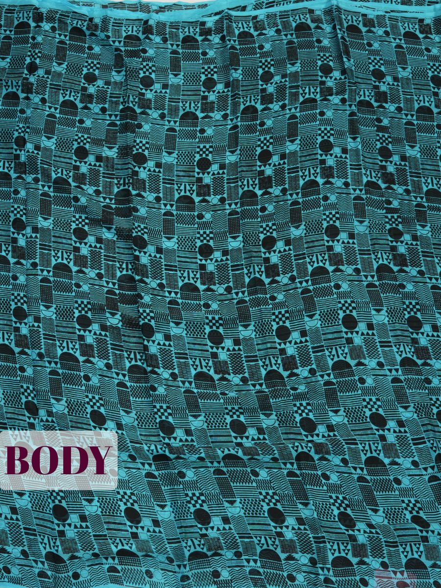 Blue Pure Chiffon Saree with Borderless Design