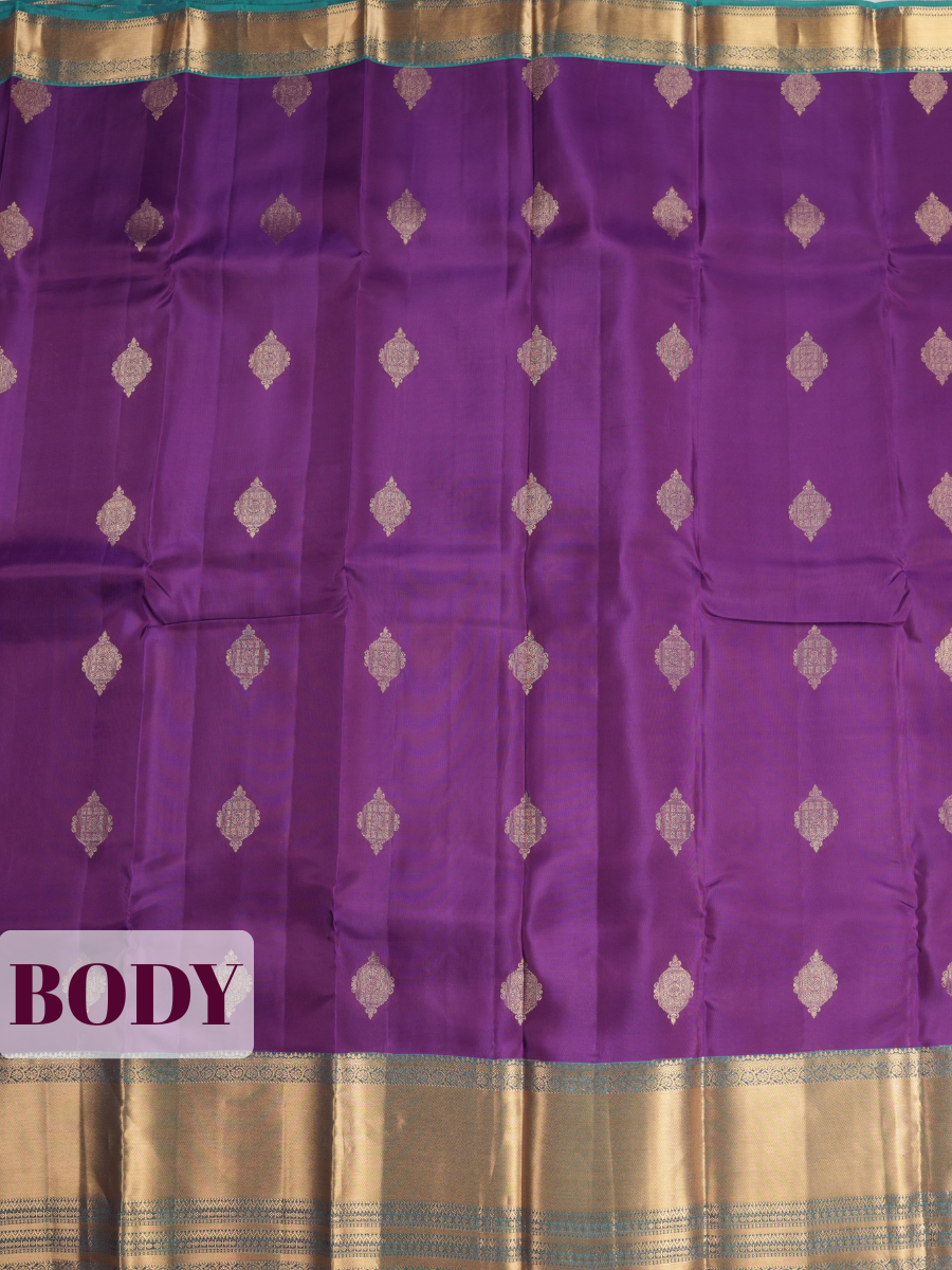 Purple Pure Kanchipuram Saree with Traditional Design Border