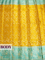 Mustard Yellow Kanchipuram Silk Saree with Peacock and Floral Zari Border