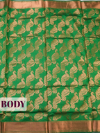 Green Sico Saree Saree with Small geometric zari border