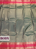 Dark green Semi Bridal Kanchipuram Silk Saree with Floral Geometric Zari Border