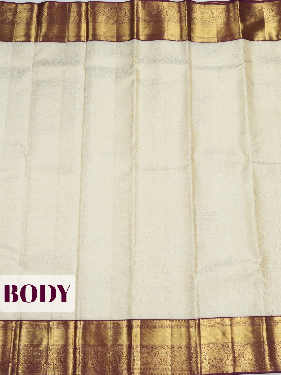 White Pure Kanchivaram Bridal Silk Saree with Fine Floral Brocade