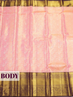 Light Pink Kanchipuram Tissue silk Saree with Floral Paisley Zari Border