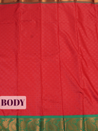 Red Silk Saree with Geometric Woven Pattern and Gold Zari Paisley Border