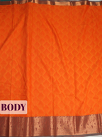 Orange Semi Silk Saree with Medium-Width Contrasting Zari Border