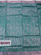 Teal Green Sico Saree Saree with Solid Metallic Band with dual tone border
