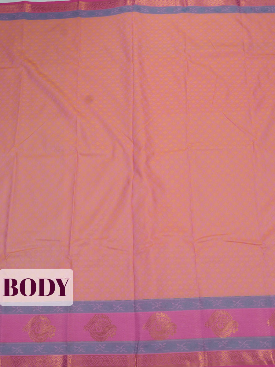 Orange Silk Saree with Woven Diamond Motifs and Paisley Zari Border