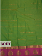 Vibrant Green Bangalore Silk Saree with Emerald Green Pallu and Magenta Zari Border