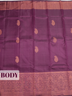 Magenta Purple Pure Kanjivaram Silk Saree with A copper-zari paisley brocade border