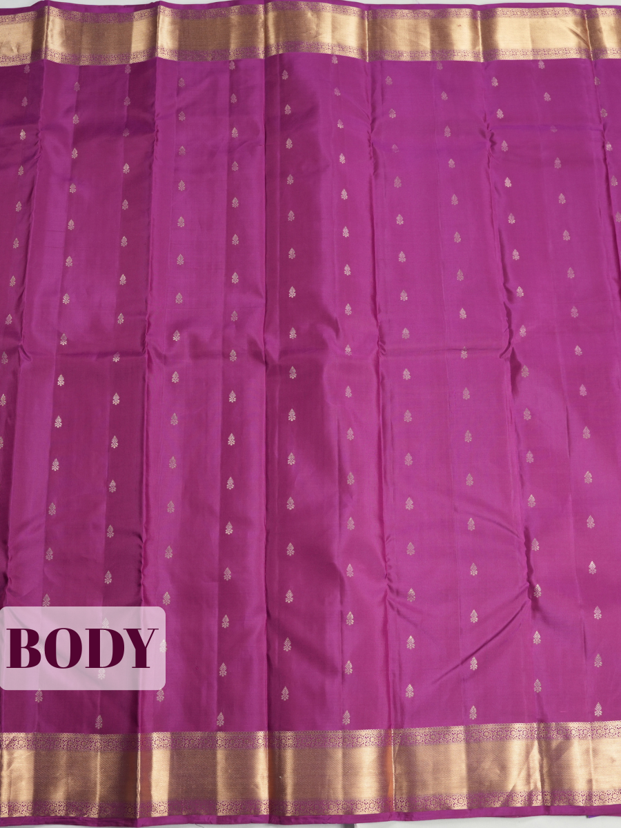 Purple Pure Kanchipuram Saree with Solid Band Border