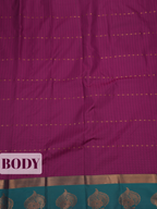 Deep Magenta Bangalore Silk Saree with Teal Grey Pallu and Ornate Zari Motifs