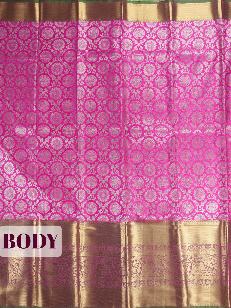 Magenta Tissue Brocade Semi Silk Saree