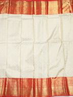 White Pure Kanchivaram Bridal Silk Saree with Floral Zari Brocade