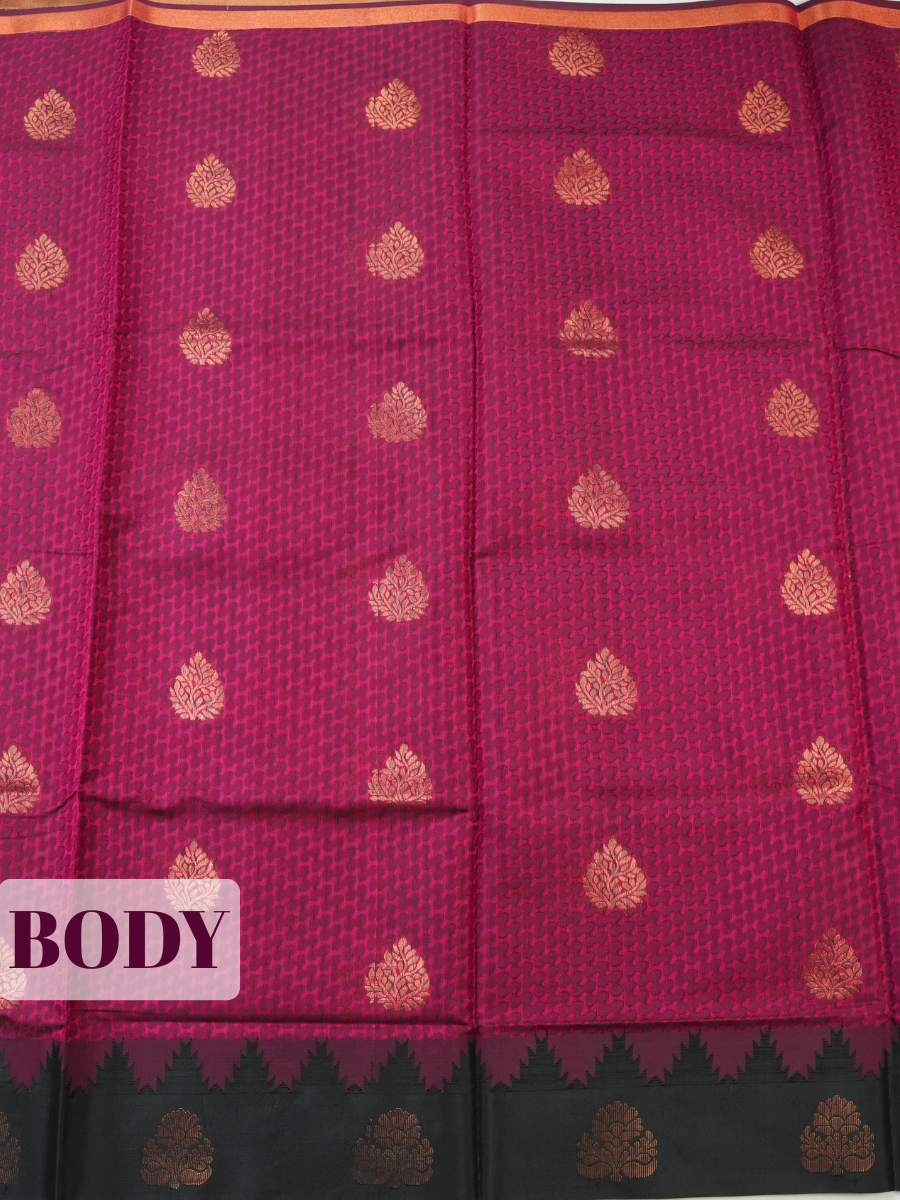 Magenta Pink Sico Saree Saree with Temple Karai Border