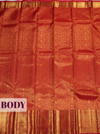 Red Kanchipuram Saree with Paisley and Floral Vine Zari Border