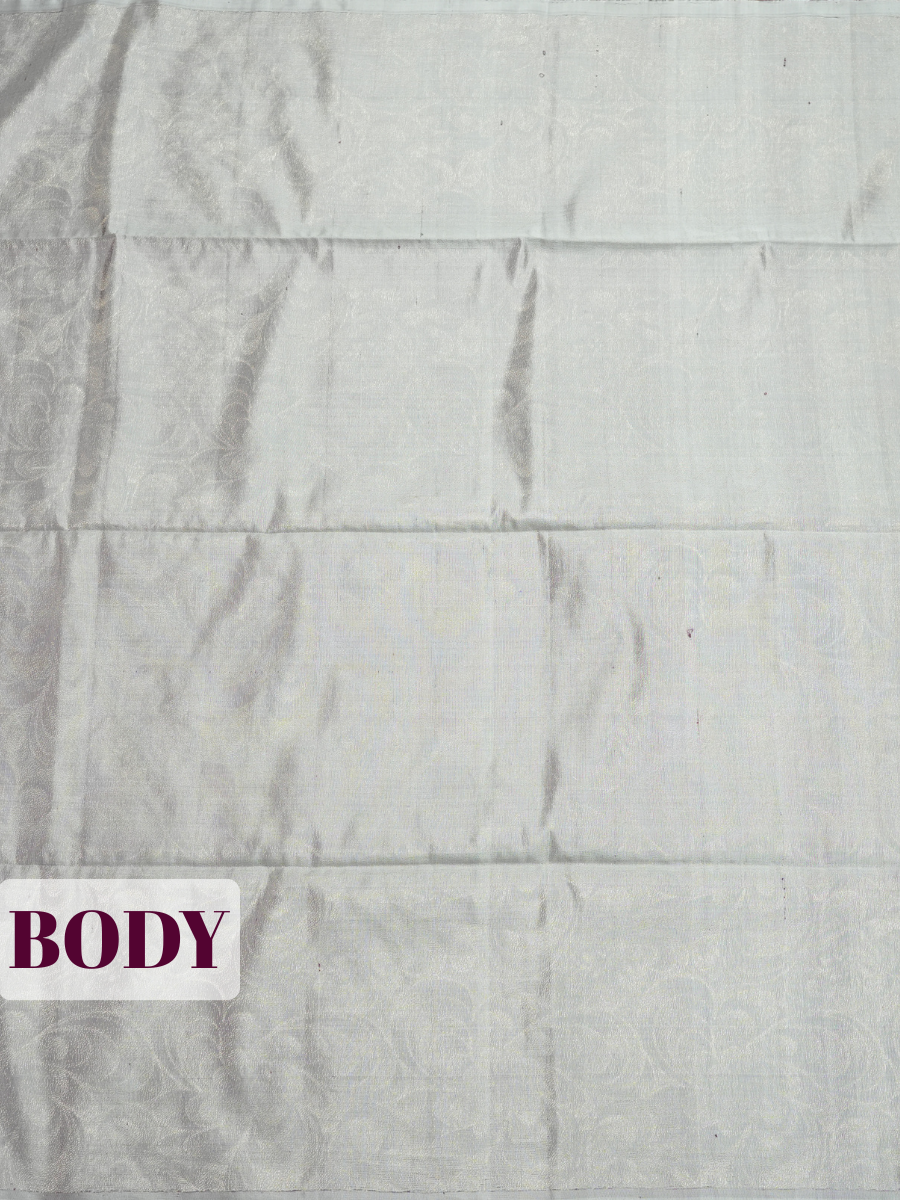 grey Pure Kanchipuram Soft Silk Saree with Border Design