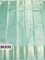 Light Green Semi Kanchipuram Tissue Silk Saree with Floral Paisley Zari Border