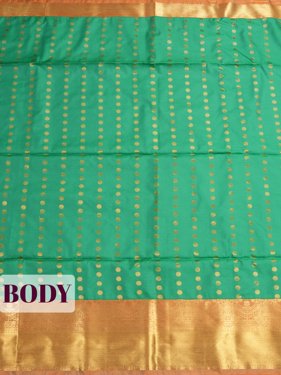 Sage Green Kanjivaram Soft Silk Saree with A zari Kanjivaram brocade border