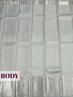 Silver Kanchipuram Saree with Floral Vine and Ornamental Zari Border