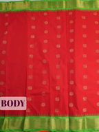 Red Semi Silk Saree with Broad Contrast Zari Weaving Border
