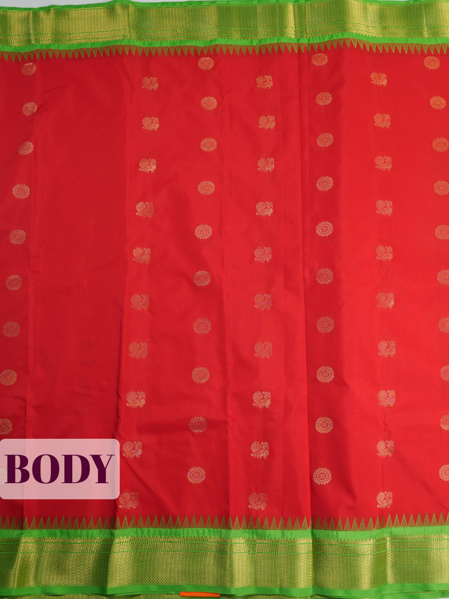 Red Semi Silk Saree with Broad Contrast Zari Weaving Border