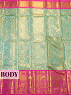 Dark Teal Pure Kanjivaram Tissue Saree with Kanchipuram Border with Peacock Paisley Jaal Panel