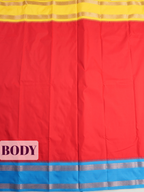 Red Semi Silk Saree with Broad Contrast Traditional Gold Zari Border