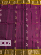 Purple Pure Kanchipuram Saree with Broad Floral Leaf Vine Zari Border
