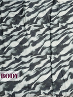 Black Satin Fancy Saree with Abstract Ripple and White Blossom Print