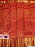 Red Kanchipuram Saree with Peacock and Floral Vine Zari Border