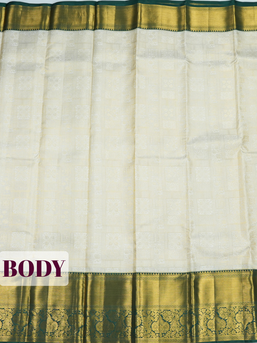 White Pure Kanchivaram Bridal Silk Saree with Gold Zari Brocade