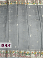 Grey Kota Zari Saree with Floral Meenakari Leaf Border