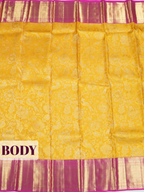 Yellow Kanchipuram Saree with Diamond Lattice Gold Zari Border