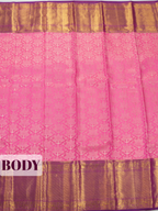 Pink Pure Kanjivaram Bridal Saree with Traditional Vanasingaram Temple Theme Border