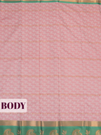 Soft Pink Silk Saree with Intricate Geometric Woven Texture and Ornate Floral Zari Detailing