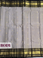 Grey Silk Saree with Black Floral Zari Border