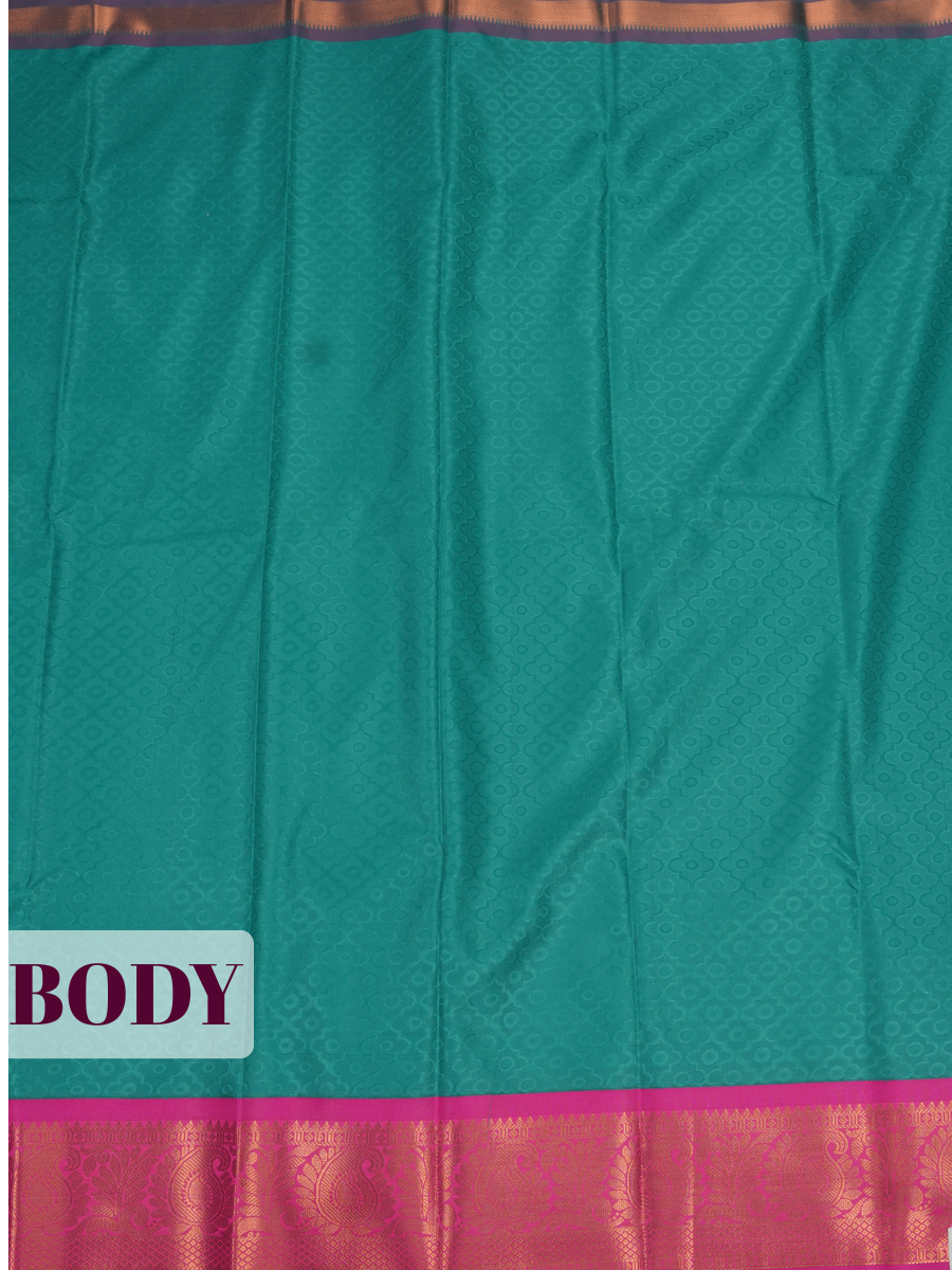 Sea Blue Silk Saree with Gold Zari Paisley Border